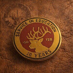 Elks Lodge 20 Years Service In Education Vintage Lapel Pin
